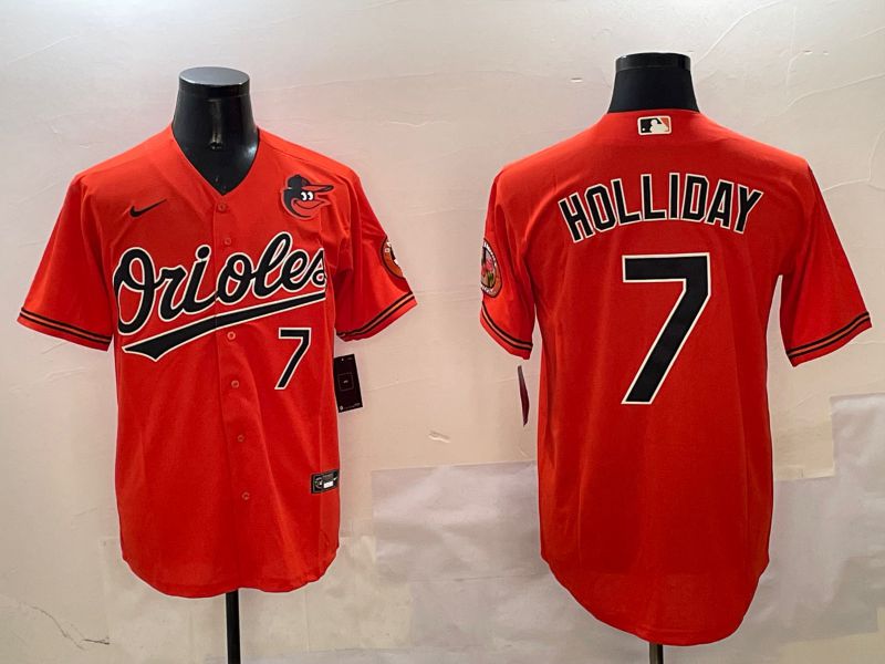 Men Baltimore Orioles #7 Holliday Orange Game 2025 Nike MLB Jersey style 1->baltimore orioles->MLB Jersey
